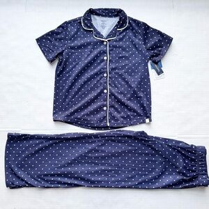 Gap Girl’s NewShort Sleeve Polka Dot Pajamas / Sleep Set in Navy NWT Size 8Y